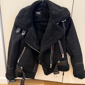 Zara black Sherpa jacket